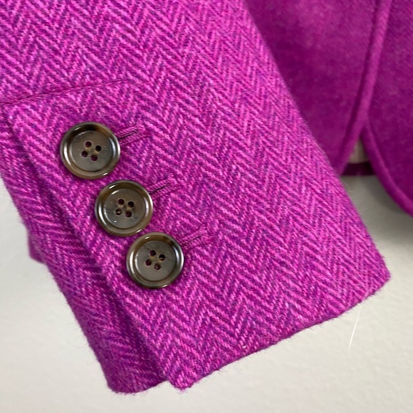 Talbots Wool Herringbone Magenta Pink Barbie Blazer Suit Jacket Womens 10 Office - Picture 8 of 14